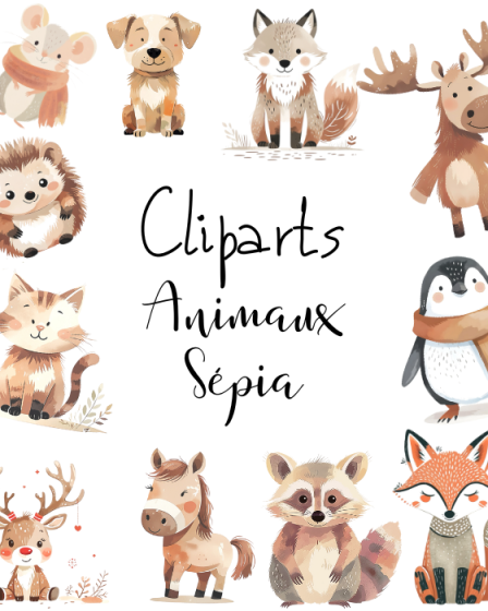 cliparts animaux sépia